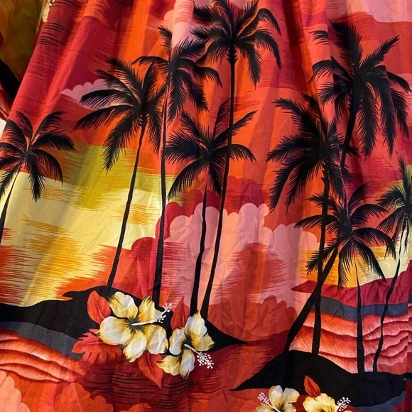Vtg Aloha Republic 100% cotton red Hawaiian sunset dress.Size Large - Picture 4 of 8